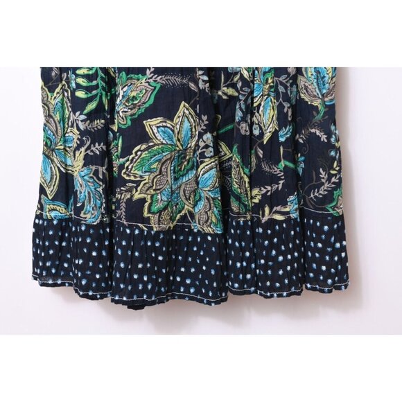 Cino Sleeveless Cotton Mini Dress Floral Print Blue Teal Womens Small NEW - Picture 7 of 12